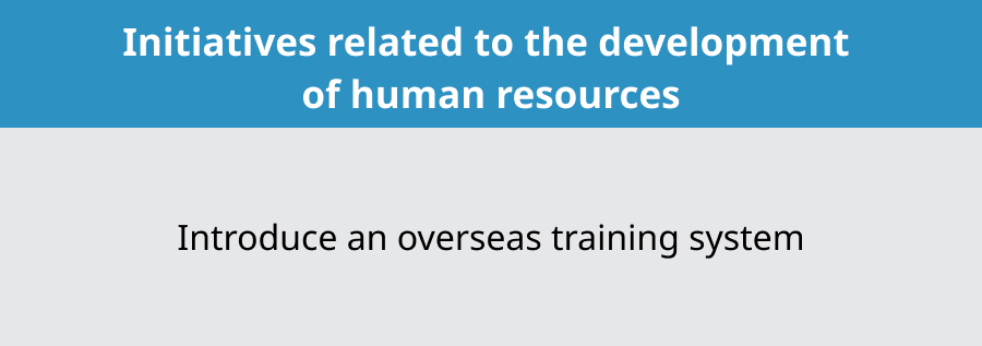 Initiatives related to the development of human resources. Introduce an overseas training system
